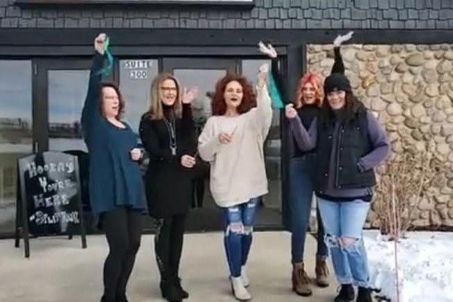 The Split Endz team outside the salon